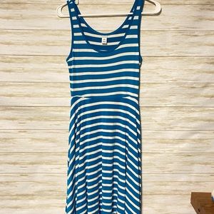 Blue and White Striped Dress
